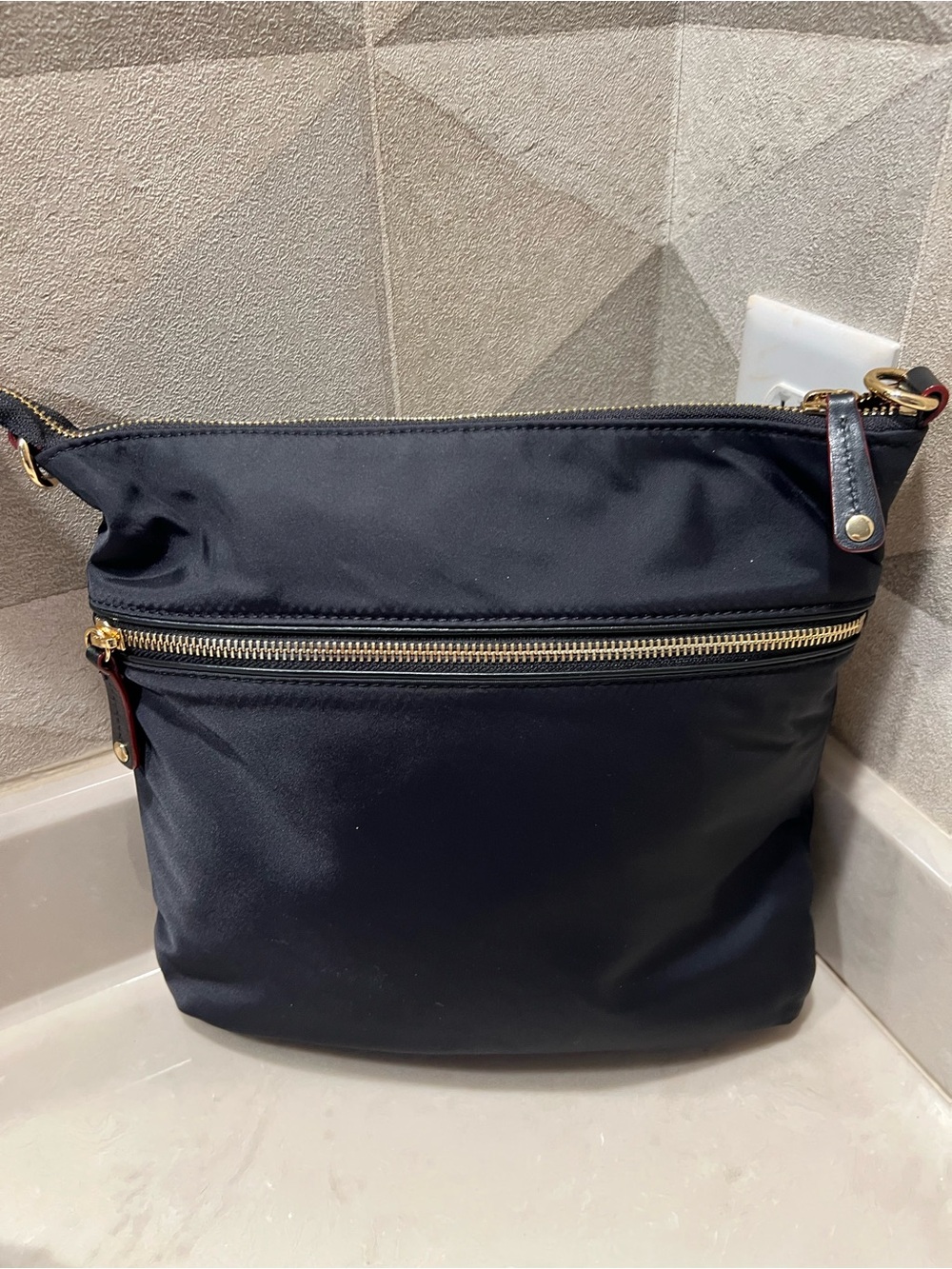 MZ Wallace Large Tribeca Bedford Nylon Crossbody BLACK with Gold Hardware - Picture 3 of 10
